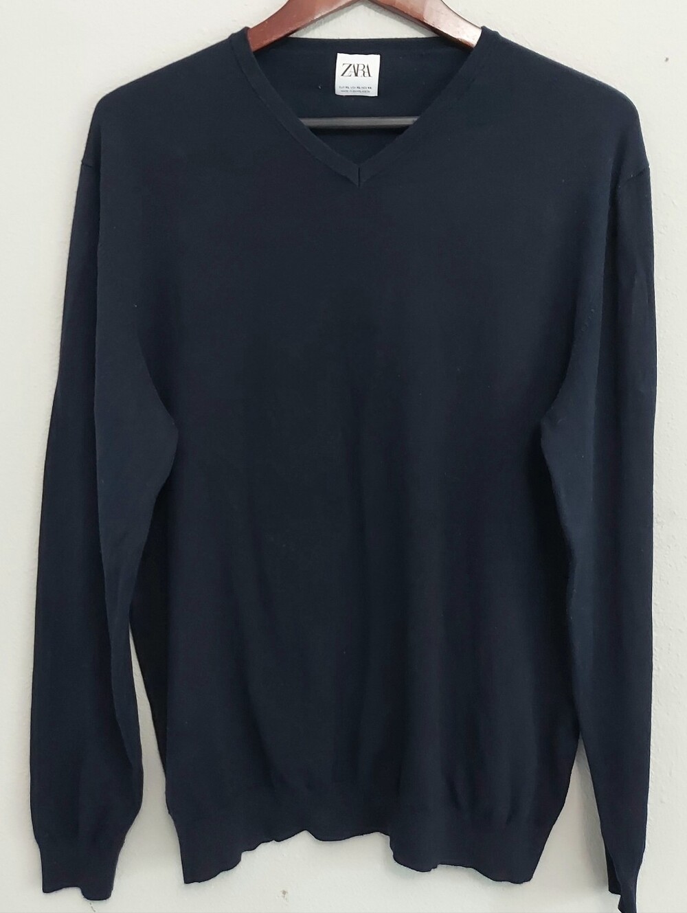 Zara Vneck Navy Pullover Sweater Men XL Preppy Career